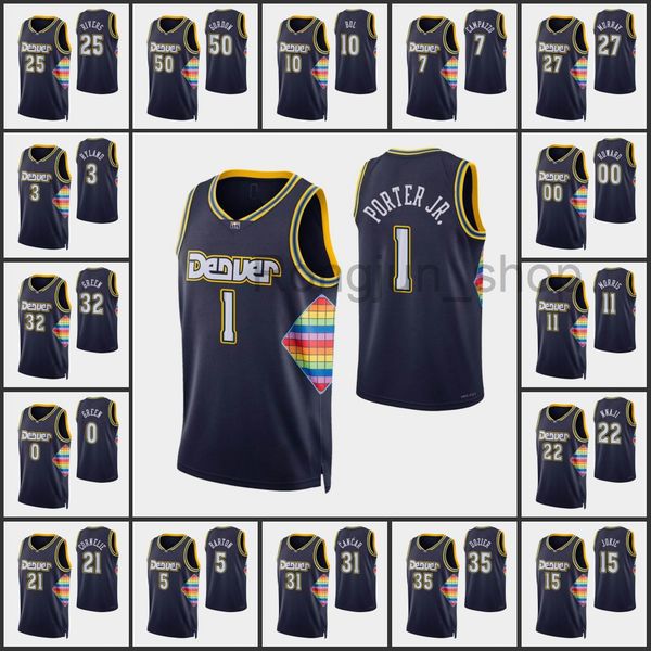 

75th anniversary diamond basketball jerseys 2021/22 printed nikola 15 jamal murray 27 jokic aaron gordon 50 will barton 5 monte morris 11 fa, Black;red