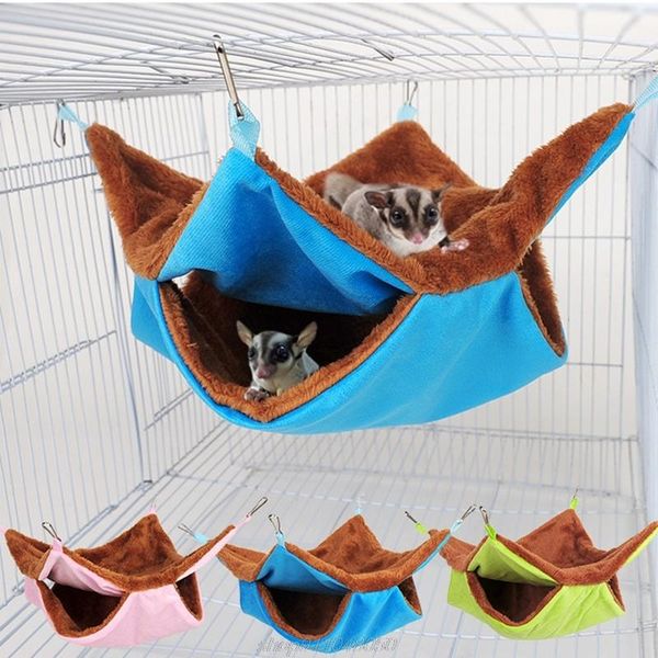 

small animal supplies plush hamster hammock squirrel ferret double thicken warm sleeping bag nest pet bed hanging cage house my18 21