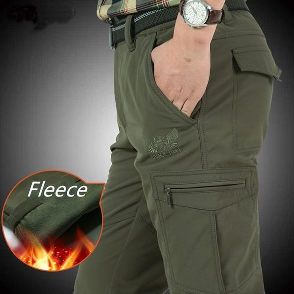 

fleece thick winter windproof warm women pants waterproof trousers casual military army cargo male 4xl, Black