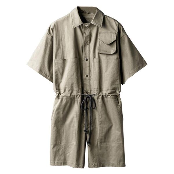 

men's shorts summer short sleeve jumpsuits casual pockets cargo breeches playsuits overalls, White;black