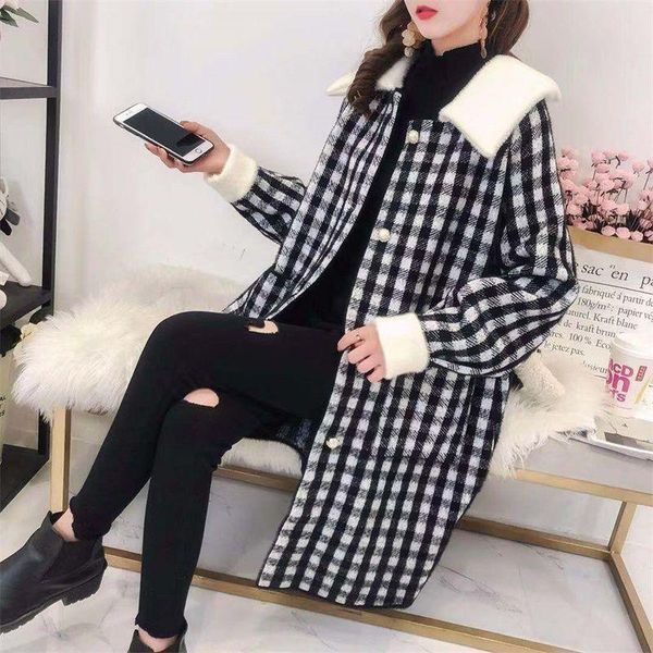 

women's wool & blends fy1048 2021 spring autumn winter women fashion casual ladies work wear nice jacket woman female ol long coat, Black