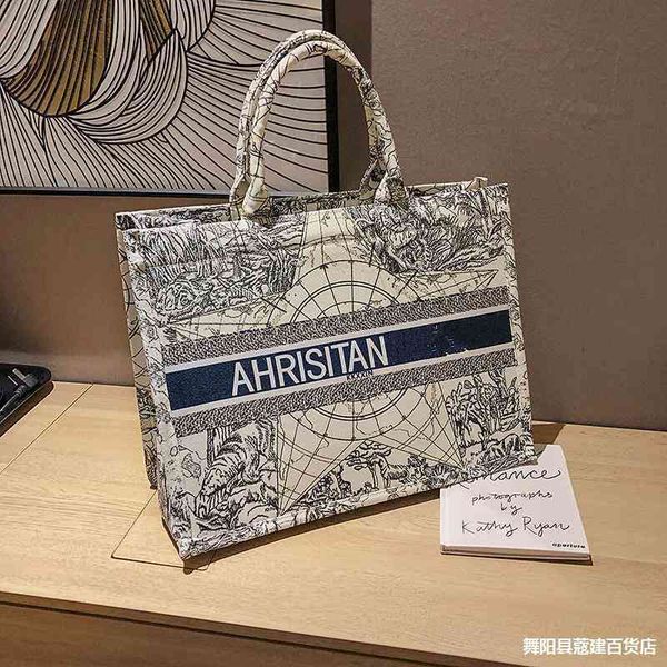 

big women's hand-held tote printed canvas fashion large capacity shopping fashion
