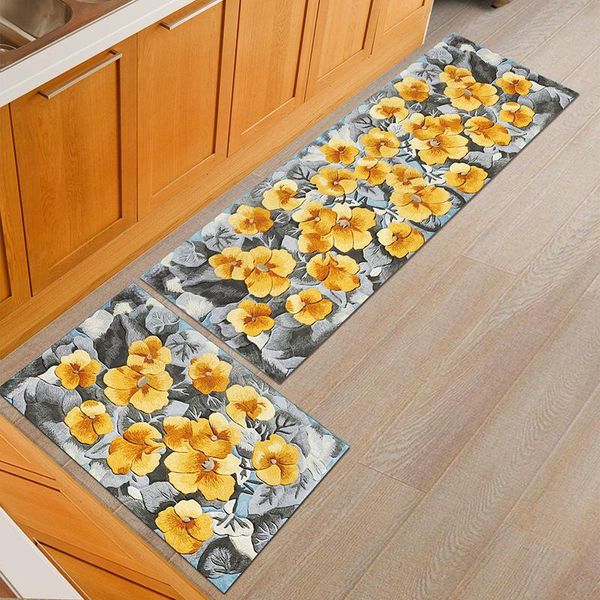 

carpets household bathroom non-slip mat carpet kitchen water absorption printing flowerhousehold entrance