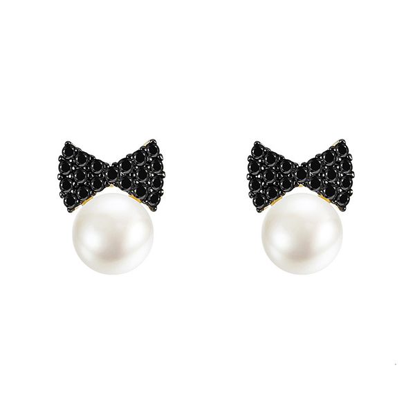 

dangle earrings bella jewelry s925 silver needle bow pearl women's style versatile temperament simple