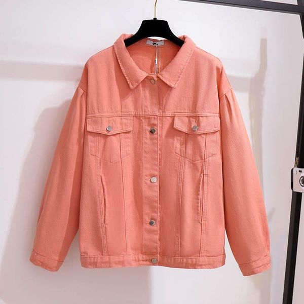 

spring autumn cotton denim jacket women plus size bust 157cm 6xl 7xl 8xl 9xl 10xl loose long sleeve coat women's jackets, Black;brown