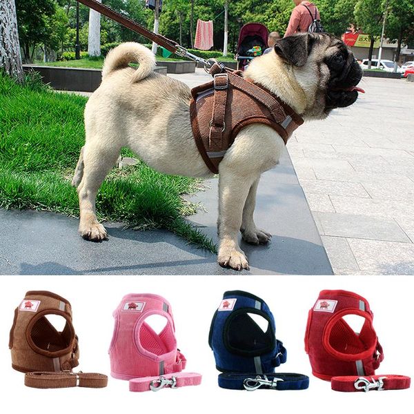 

dog collars & leashes harness with leash collar adjustable vest walking soft breathable accessories for small medidum large dogs