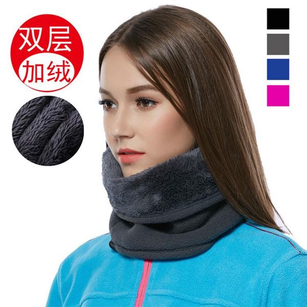 

hats, scarves & gloves sets outdoor fleece scarf double-deck warm men women windproof cap thick multi-functional head hat 30*27.5cm 280g wei, Blue;gray