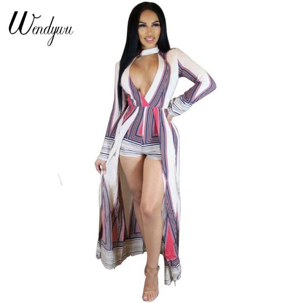 

casual dresses wendywu novelty fashion cleavage long sleeve geometric front high split dress, Black;gray