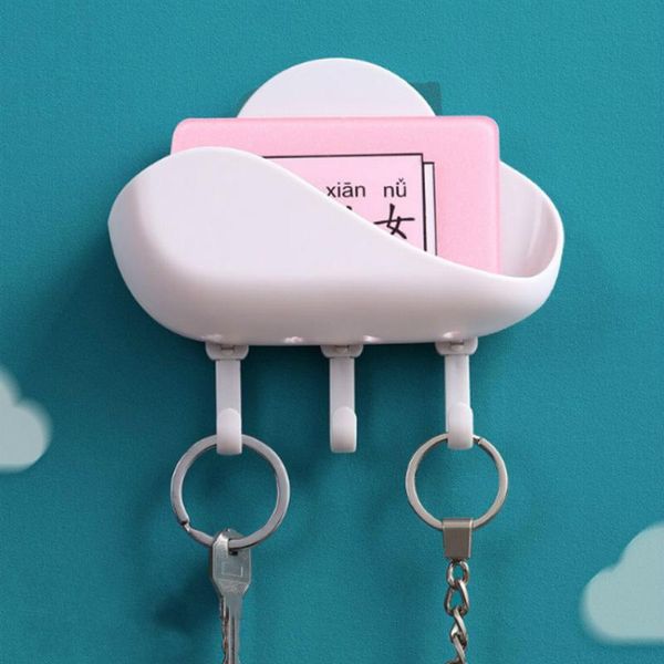 

hooks & rails cloud design self-adhesive sope holder rack for bathroom strong viscose ball cleaner storage key hook punch shelf