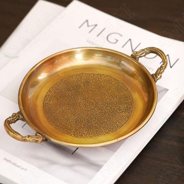 

kitchen storage & organization hand made brass tray relief flowers decorative bedroom cosmetic container deskjewelry organizer home deco