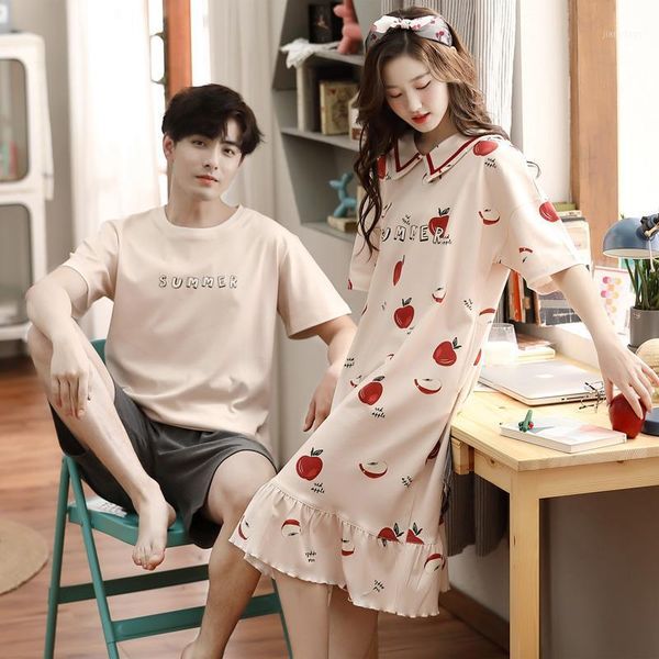 

men's sleepwear couples pajamas sets women print soft cotton carton fashion men long sleeve suit spring home couple lounge gift, Black;brown