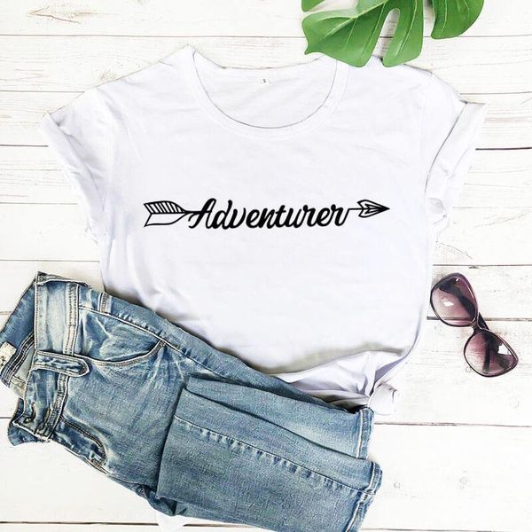 

travel shirt adventurer arrow print tee camping shirts hiking tees arrival casual funny t women's t-shirt, White