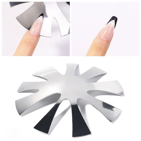 

nail art equipment pro 9 sizes easy french smile cut v line almond shape tips manicure edge trimmer cutter acrylic 10 types nails mold, Silver