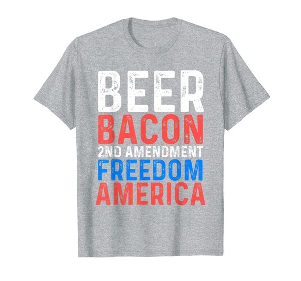 

beer bacon 2nd amendment om america fourth of july t-shirt, White;black