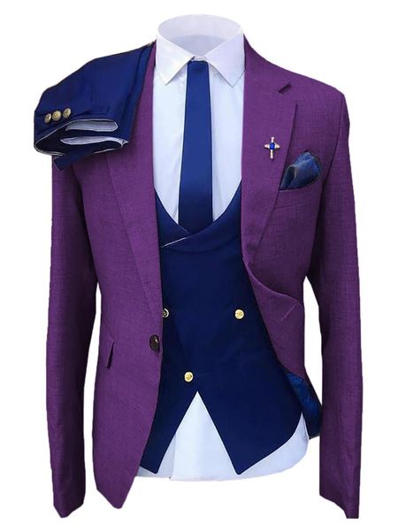

men's suits & blazers solovedress suit purple slim casual three-piece wedding party outing customization, White;black