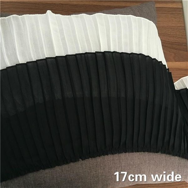 

ribbon chiffon accordion wrinkled lace diy clothing skirt hem trim fabric trendy clothes decoration black and white dentelle supply, Pink;blue