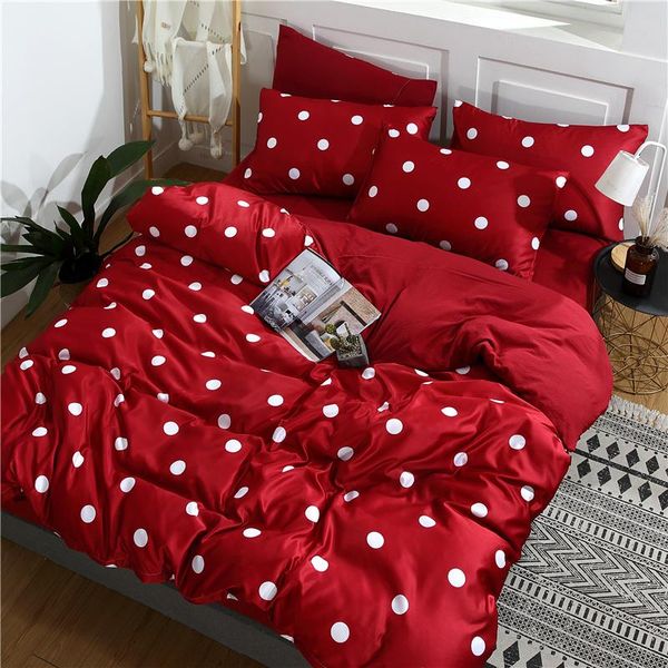 

bedding sets washed silk comfortable ab side set  king size double bed sheet pillow cases point nature red duvet cover