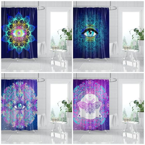 

shower curtains bohemian waterproof with hooks 3d printed eyes for bathroom anti-mold polyester home decoration cloth