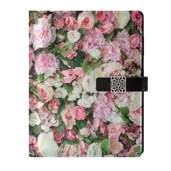 

card holders floral print leather loose-leaf notebook mind map soft cornell book grid paper special handbook school office supplies, Brown;gray