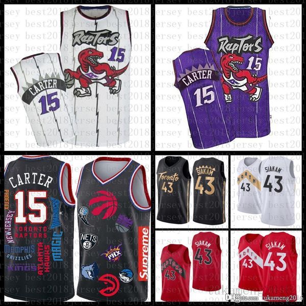 

2021 new basketball jersey toronto raptors mens vince 15 carter pascal 43 siakam kyle 7 lowry tracy 1 mcgrady marcus 21 camby, Black;red