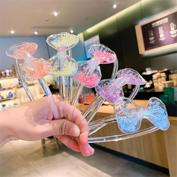 

boutique bowknnot hairbands kid transparent sequin hair hoops with teeth girls glitter headbands lovely korean accessories, Slivery;white