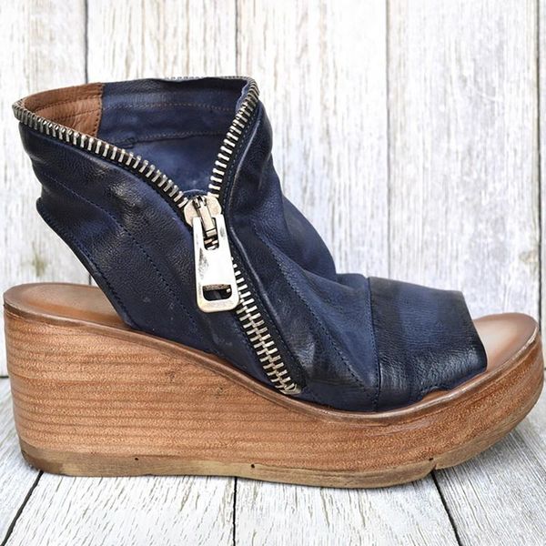 

sandals 2021 retro women wedges shoes high heels summer chaussures femme platform sandalia feminina, Black