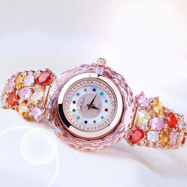 

wristwatches melissa lady women's watch japan quartz fashion dress bracelet rhinestone shell luxury crystal girl birthday gift, Slivery;brown