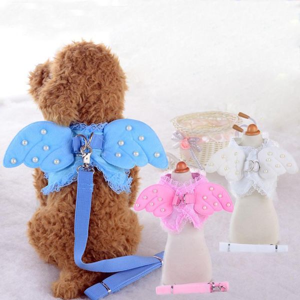 

dog collars & leashes onnpnnq harnesses lace angel wings lead leash for pet puppy chihuahua cat small animals products fashion style