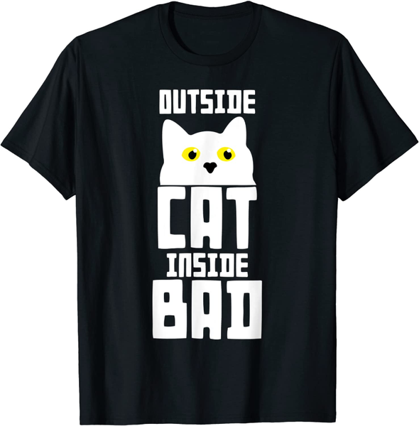 

men's t-shirts im a cat funny tee. outside inside bad humor t-shirt, White;black
