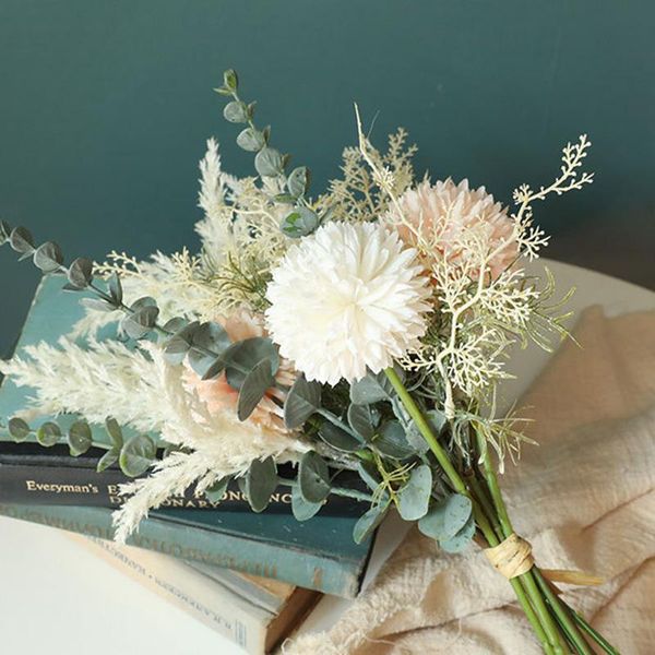 

decorative flowers & wreaths artificial white silk dandelion plastic eucalyptus bouquet wedding home decoration valentine's day