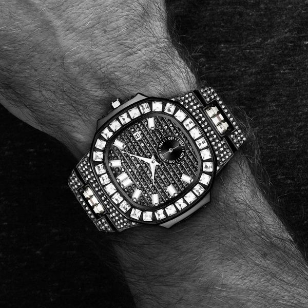 

black men's watch rectangular watches diamond man hip hop missfox ice out waterproof drop 2021 men reloj wristwatches, Slivery;brown
