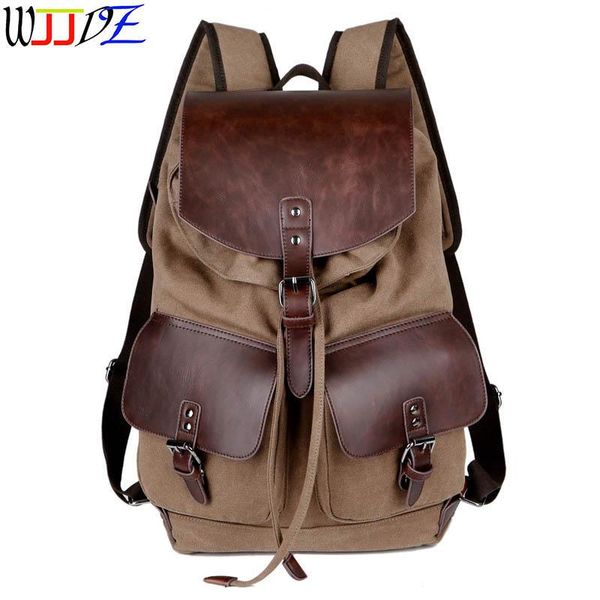 

leather vintage backpack schoolbags handbag splashproof laplarge capacity rucksack for boys and girls wjjdz