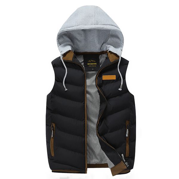 

men's vests 2021 men winter vest casual without sleeves jackets with hood detachable waistcoat hat outwear outcoats, Black;white
