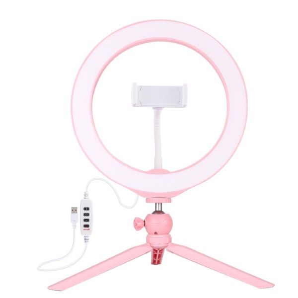

10.2 inch 26cm light + desktripod mount usb 3 modes dimmable led ring vlogging selfie pography video lights flash heads