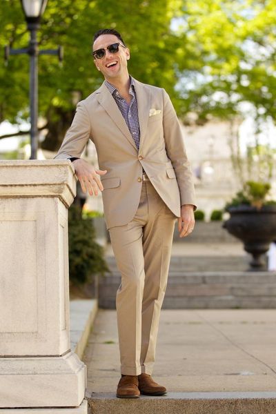 

men's suits & blazers (jacket+pants) business khaki streetwear 3 piece groom tuexdos for wedding formal prom suit party evening blazer, White;black