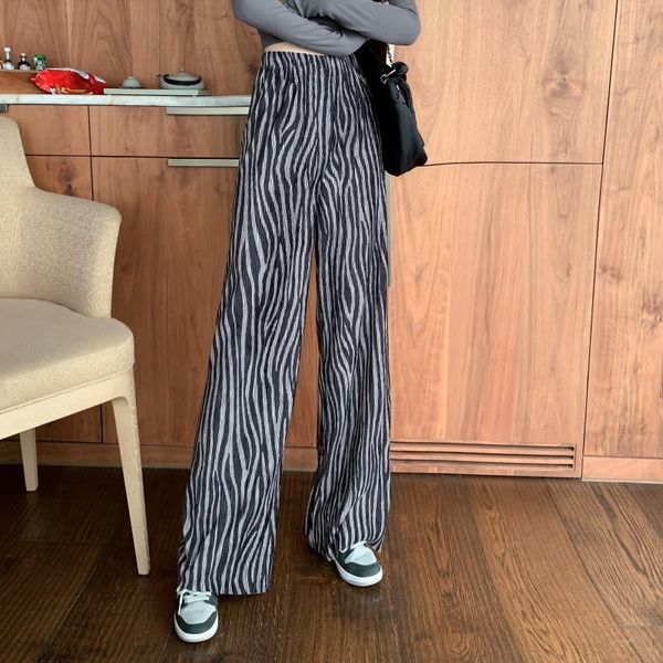

women's jeans vintage trousers straight high waist fabric black female pants casual chic girl, Blue