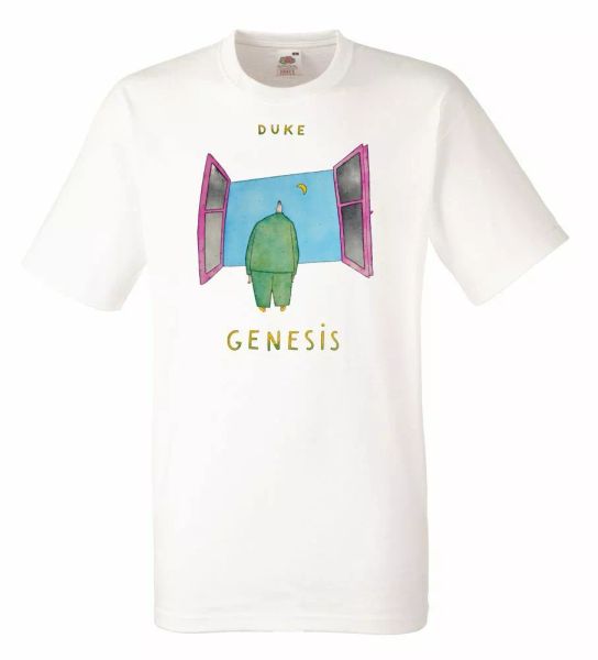 

genesis duke white mens t-shirt men rock band tee shirt, White;black