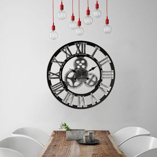

wall clocks retro vintage handmade large wooden clock luxury 3d home decoration hanging living room horloge gift