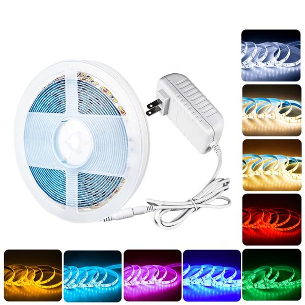 

strips 5m 120leds/m 2835 smd led strip with 12v 3a power adapter super bright flexible diode tape ribbon for bedroom living room decor