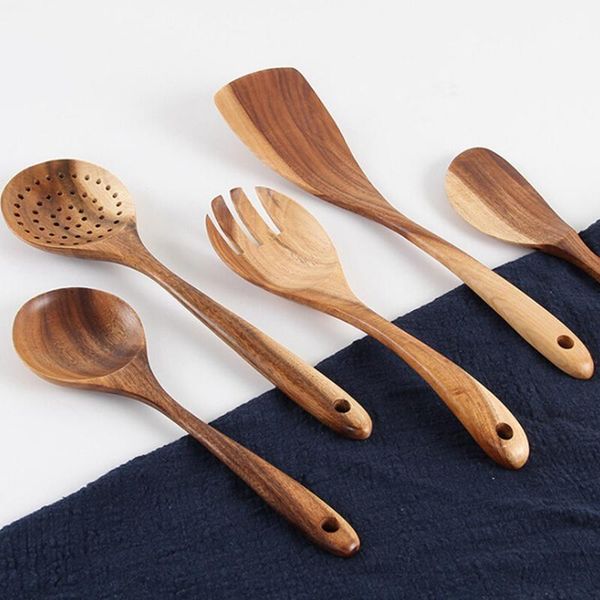 

forks kitchenware non-stick special wooden cookware with long handle spatula large spoon flat shovel
