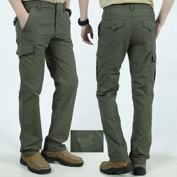 

men's city tactical mens summer casual army style cargo pants waterproof quick dry trousers male bottom, Black