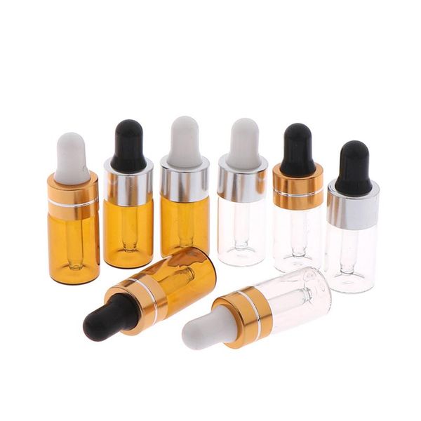 

storage bottles & jars 3ml empty dropper bottle amber essential oil glass liquid clear brown drop for massage pipette refillabl