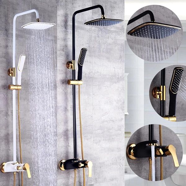 

fashion style paint white / black shower faucet cold and water mixer single handle adjustable rain bar bathroom sets