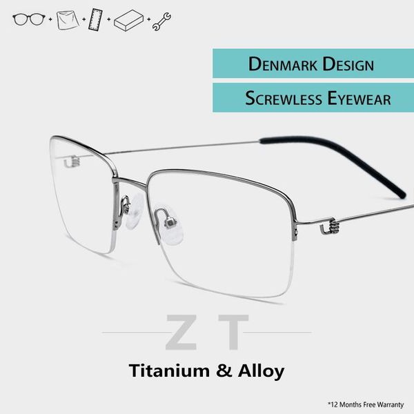 

fashion sunglasses frames screwless titanium glasses frame men transparent semi rimless eyeglasses designer brand women tag eyewear luxury, Black