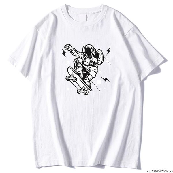 

men's t-shirts skateboard spaceman printing man t shirts cool crewneck creativity breathable vogue quality mens short sleeve, White;black