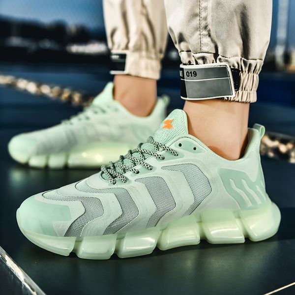

mesh color matching mens casual shoes luminous wear-resistant sports shoes lace-up platform hiking shoes zapatillas hombre new
