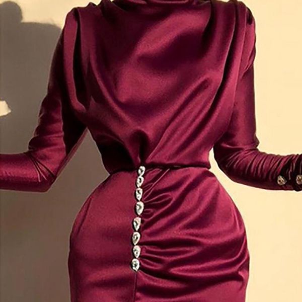 

luxury casual drsz-8123 women's skirt long sleeve split pleated solid drs, Black;gray