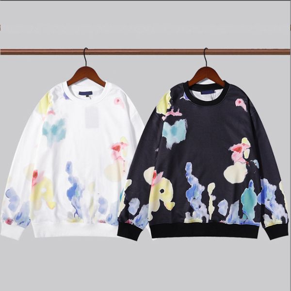 

men womens fashion hoodies letter flower print sweatshirt mens women hoodie pullover o-neck hoody long sleeve autumn contrast color, Black