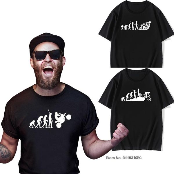 

men's t-shirts locomotive motorcycle mountain bike evolution print series novelty t-shirt 100% cotton o neck unique short sleeved shirt, White;black