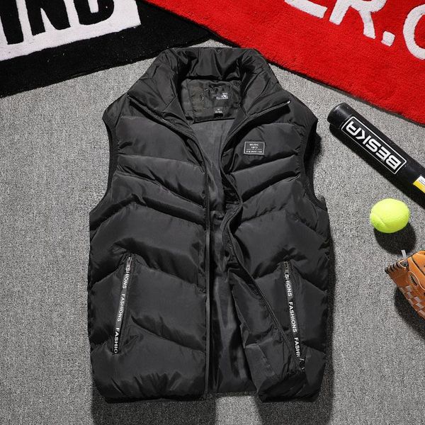

men's vests men winter jacket vest male cotton-padded coat thick warm clothing waistcoat sleeveless, Black;white